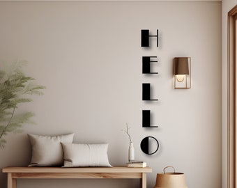 Schriftzug aus Holz 3D - Hello - Wohnzimmer Deko - Flur Deko - Wand Deko - Eingangsbereich - Schriftzug für die Wand oder Tür