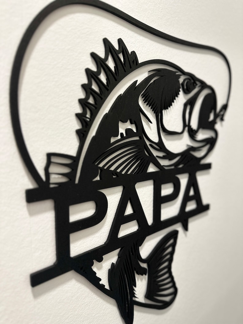 Personalisiertes Wandbild für Angler aus Holz Unvergessliche Geschenkidee für deinen Papa oder Opa Männer Geschenke Fisch Bild 3