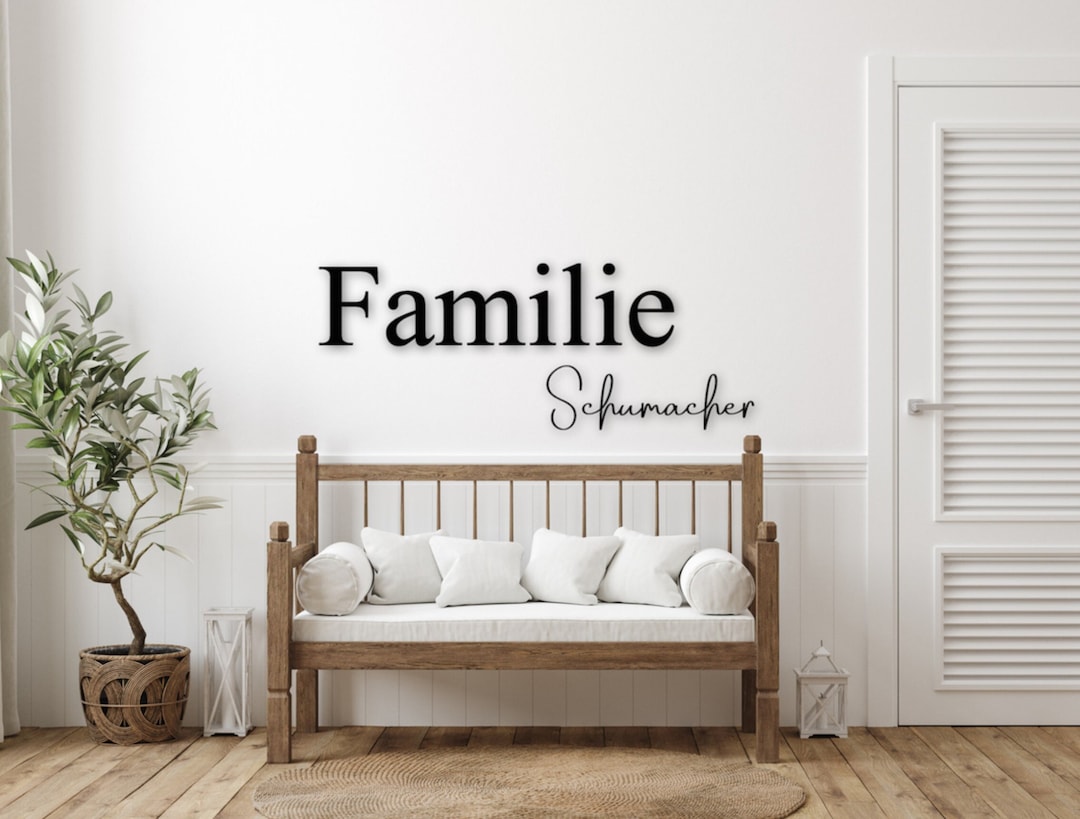 Personalisierter Familien Schriftzug Aus Holz 3D Eingangsbereich Deko