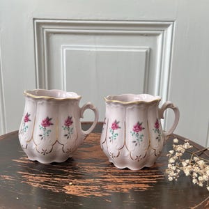 Haas & Czjzek Bohemia Vintage Tee/ Coffee cups. Two cups. Hnadpainted with 24 karat gold. Was made between 1960-1970s.