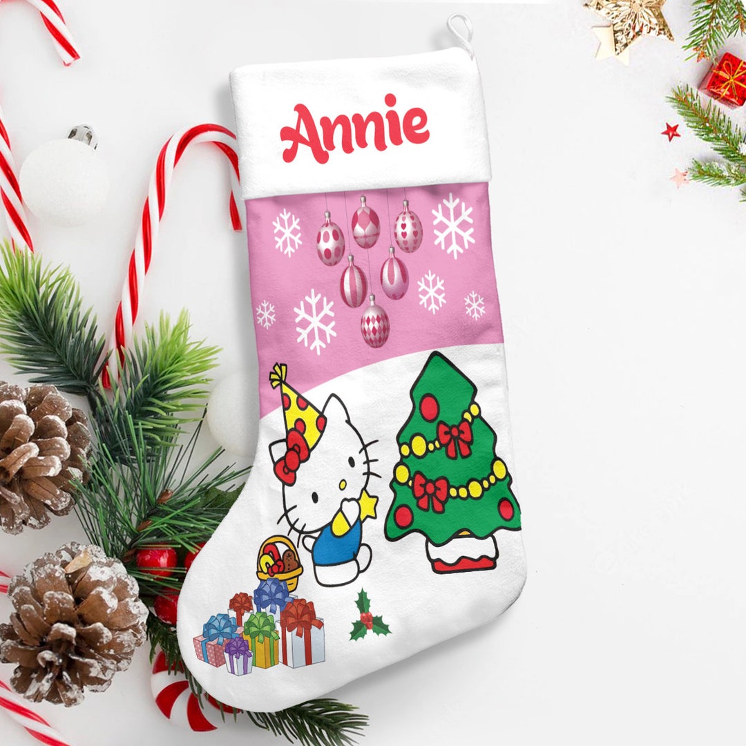 Personalized Hello Kitty Christmas Stockings Kitty Cat Kawaii Etsy
