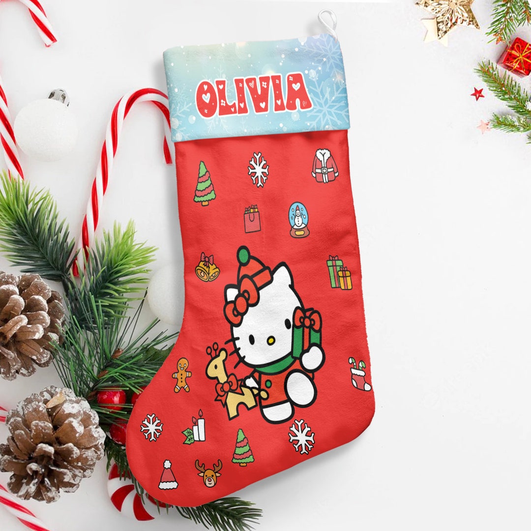 Personalized Hello Kitty Christmas Stockings Kitty Cat Kawaii Etsy