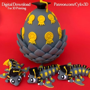 Flexi Graduate Dragon & Egg STL 3D Print Files Bundle: Articulated Fidget Toy