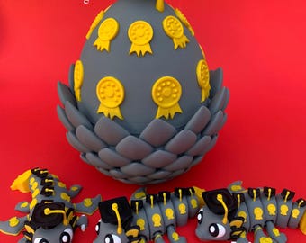 Flexi Graduate Dragon & Egg STL 3D Print Files Bundle: Articulated Fidget Toy