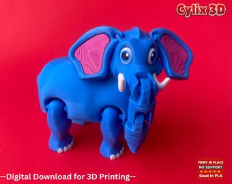 Flexi Elephant STL File: Articulated 3D Print Fidget Toy