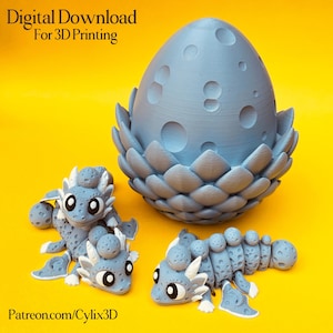 Flexi Moon Dragon & Egg STL 3D Print Files Bundle: Articulated Fidget Toy