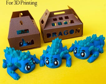 Flexi Crystal Mini Dragon & Bag Box STL: 3D Print Files