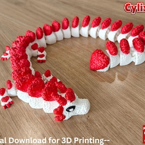 Flexi Love Dragon STL 3D Print Files: Articulated Valentine Day Heart Dragon