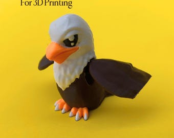 Flexi Bald Eagle STL 3D Print File: Articulated Winged Bird