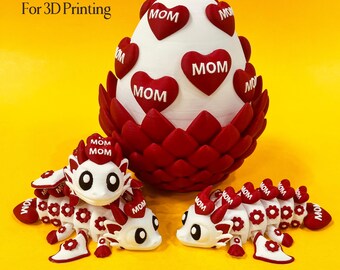 Arquivos STL para impressão 3D do Dragão e Ovo para o Dia das Mães da Flexi Mom: Brinquedo Anti-Stress Dragão Alado