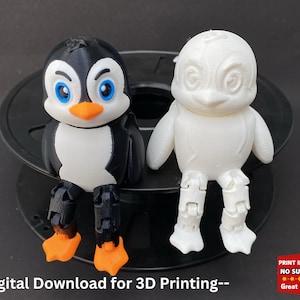 Articulated Penguin 3D Print, Flexi STL/Multicolor 3MF File, Print In Place, No Support