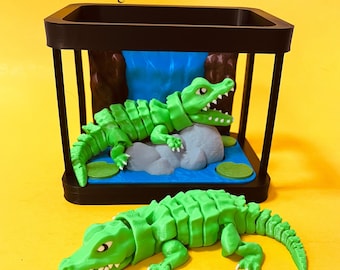 Crocodile And Diorama STL 3D Print STL Files: Flexi Animal Terrarium Playset Toy
