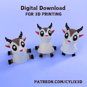 File Flexi Goat STL e 3MF per stampa 3D, file stl di piccole capre articolate, stampa in posizione, STL FDM di animali dei cartoni animati, giocattolo flessibile con cerniera