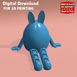 Easter Egg Flexible Legs STL 3D Printer Files, Articulated Flexi Toy For 3D Printing, Digital Download For Commercial Use, Print In Place