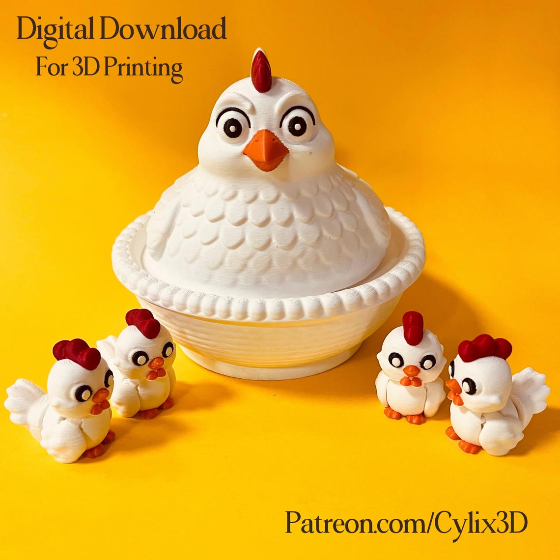 Chicken Fidget Stl File Chicken and Hen on Nest Box STL 3D Print Files: Flexi Animal Fidget Toy ...