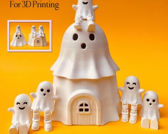 Flexi Ghost And House Box STL 3D Print Files: Spooky Fidget Toy