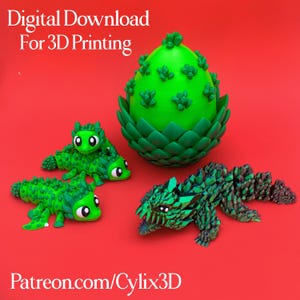 Flexi Crystal Winged Dragon & Egg STL 3D Print Files Bundle: Articulated Dragon