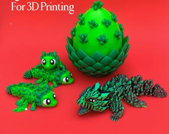 Flexi Crystal Winged Dragon & Egg STL 3D Print Files Bundle: Articulated Dragon