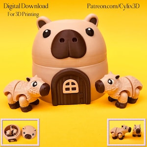 File di stampa 3D STL Flexi Capybara And House Box: giocattolo animale irrequieto