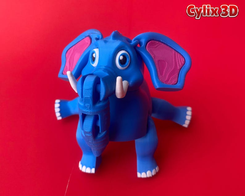 Elephant STL File for 3D Print, Articulating Flexi Wiggle Pet, Print in ...