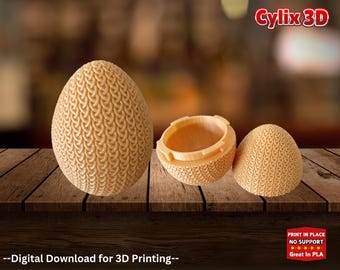 Crochet Egg, STL File For 3D Print, Knit Egg Box, Cylix3D, STL Print File, Egg Container, Easy Turn Fit Lock, 3D Print File