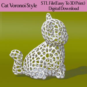 Voronoi Cat STL File: 3D Print Home Decor