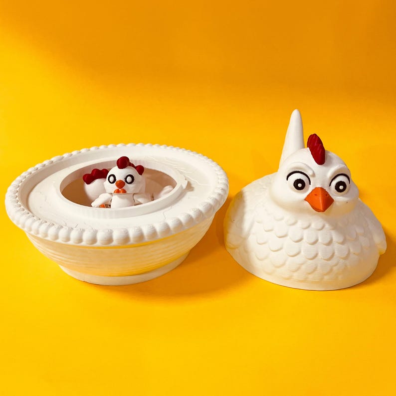 Chicken Fidget Stl File Chicken and Hen on Nest Box STL 3D Print Files: Flexi Animal Fidget Toy ...