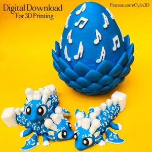Flexi Music Dragon & Egg STL 3D Print Files: Articulated Fidget STL