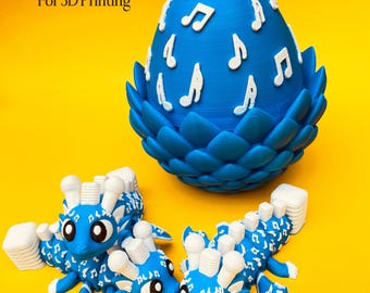 Flexi Music Dragon & Egg STL 3D Print Files: Articulated Fidget STL