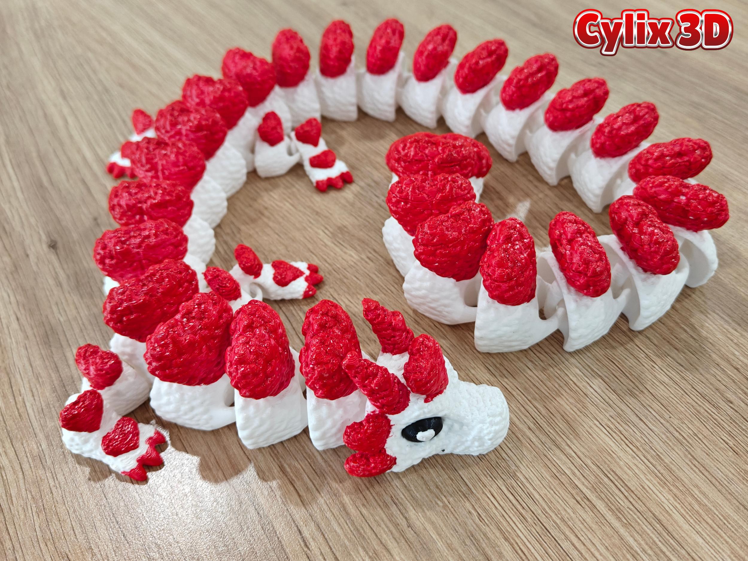 Flexi Love Dragon STL 3D Print Files: Articulated Valentine Day Heart ...