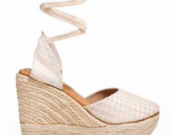 Handmade Woven Espadrille Sandals with Lace-Up Detail - Boho Chic  sandal