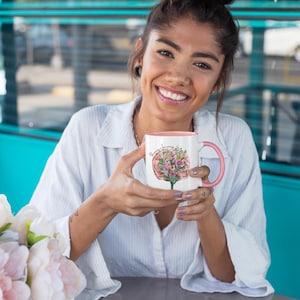 Two-toned Blooming Brain Mug, Unique Mug for Self-Care, Gift for Tea Lovers, Quirky Ceramic Cup, Therapy humor