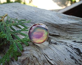 Aurora opal Sterling Silver ring 6 1/2