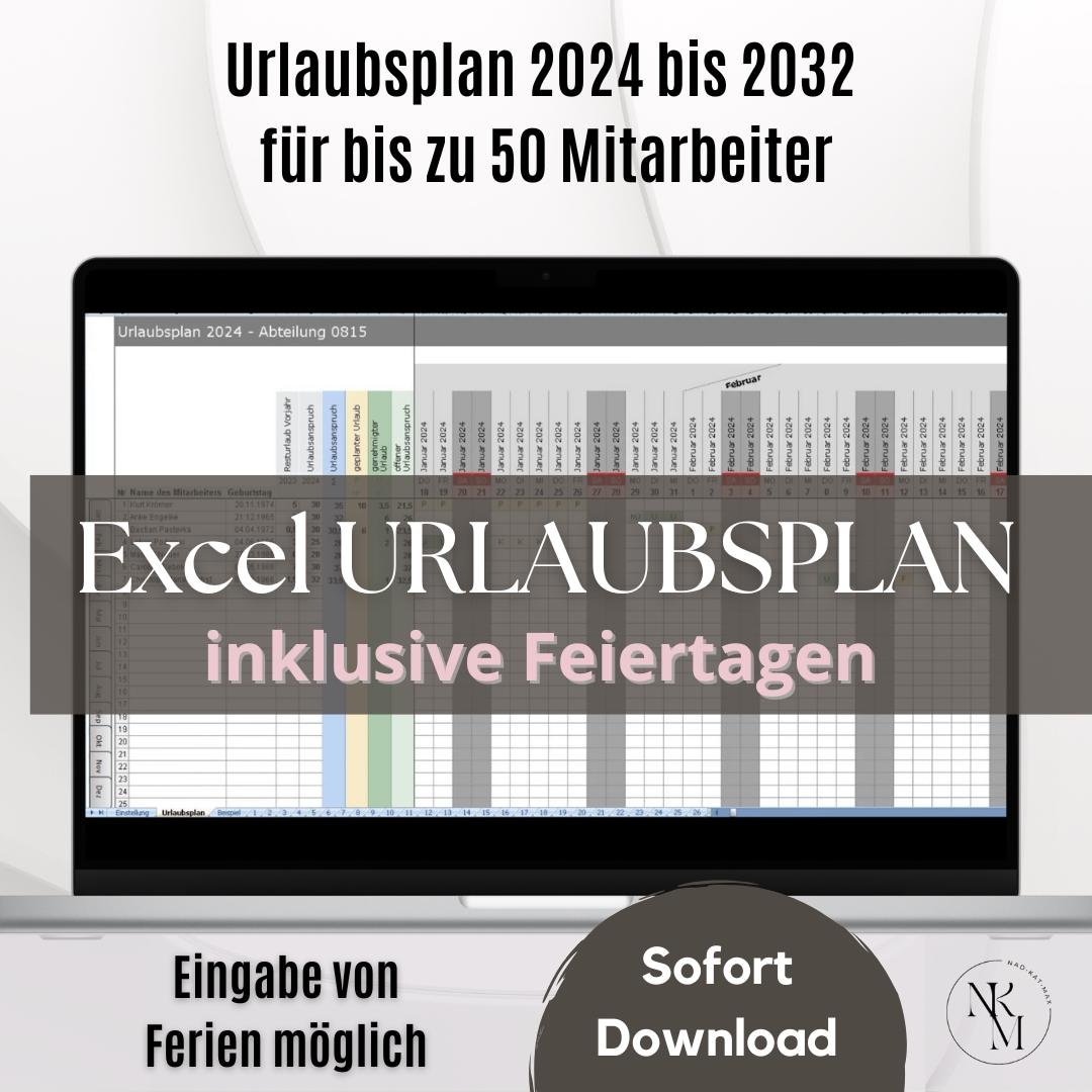  Holiday Planner 2025 Excel Template for up to 50 Employees With Public Motiv 