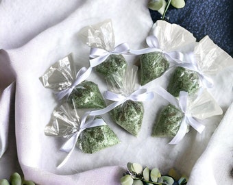 Eucalyptus bath salt bags Bag salt favors Earthy wedding favors for guests Spa bridal shower.