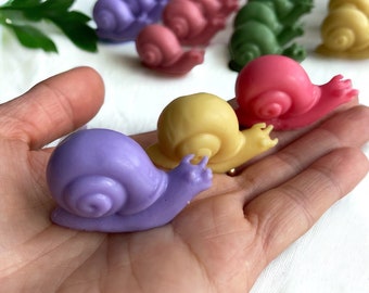 Garden snails shaped soap set Homemade mini soap favors Spa bathroom decor Decorative soaps.