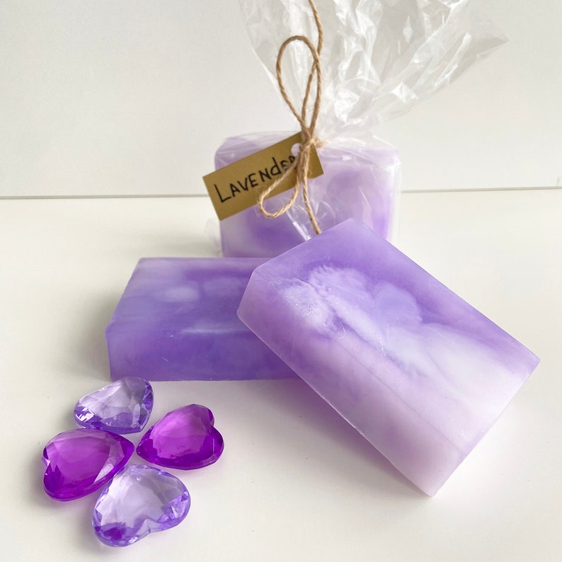 Lavender floral vegan organic soaps bar favors Homemade glycerin essential oil soap. image 1