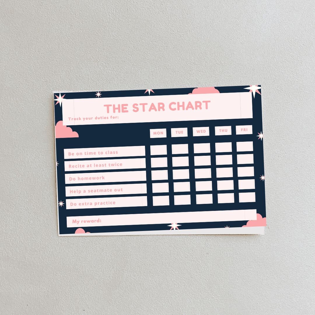 Printable Star Chart Tracker for Kids, PDF Editable Star Tracker ...