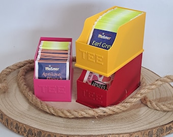 Stackable tea bag box: organization and style for the kitchen cupboard