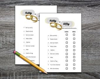 30 Over Or Under Bridal Shower Game Cards - Fun Wedding Party Guessing Game For Mr & Mrs