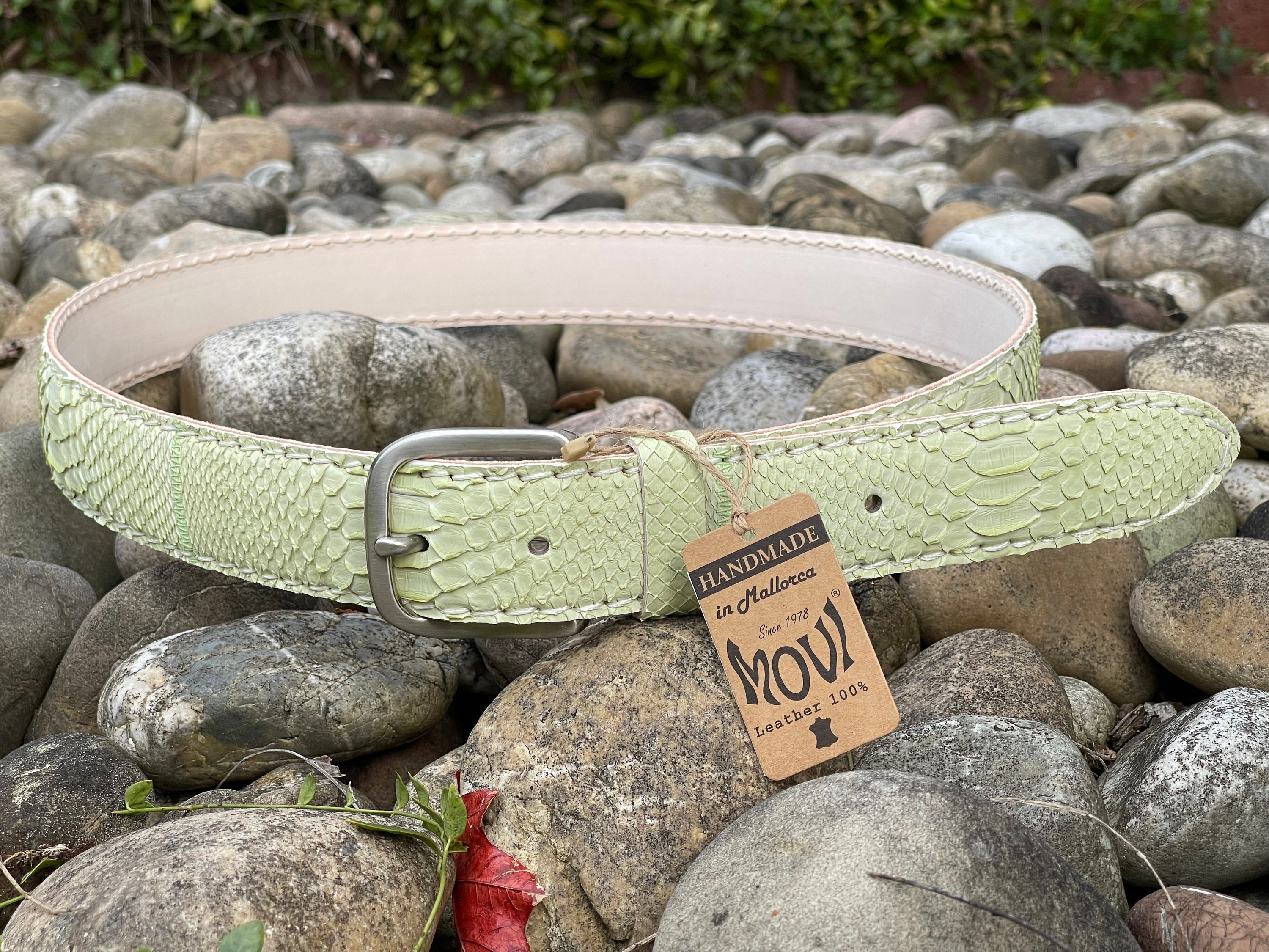 Lions Belt green Phyton leather belt size large Green Python Belt Strap with Buckle – Double R Brand - Dallas main image 2