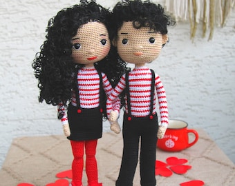 Amigurumi Crochet Handmade Personalized Couple Dolls,Gift For Couple,Crochet Cute Couple