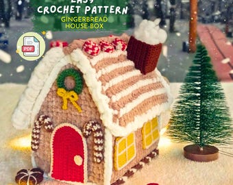 Christmas Gingerbread House Box Crochet Pattern (PDF Pattern)