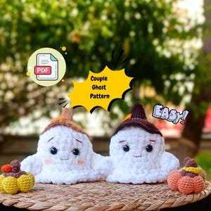 Crochet Amigurumi Cute Couple Ghost,Easy Crochet For Beginner,Handmade Halloween Gift