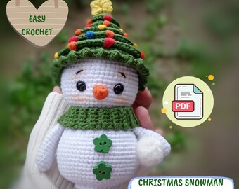 Christmas Snowman Crochet Pattern, Easy Amigurumi (PDF Pattern)