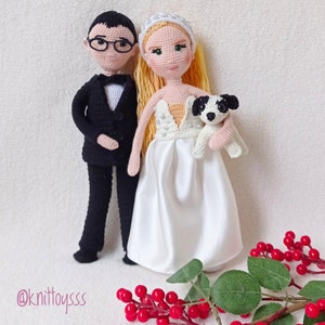 Hochzeitsgeschenk, personalisierte Amigurumi häkeln Braut und Bräutigam, kundenspezifische Porträtpuppe