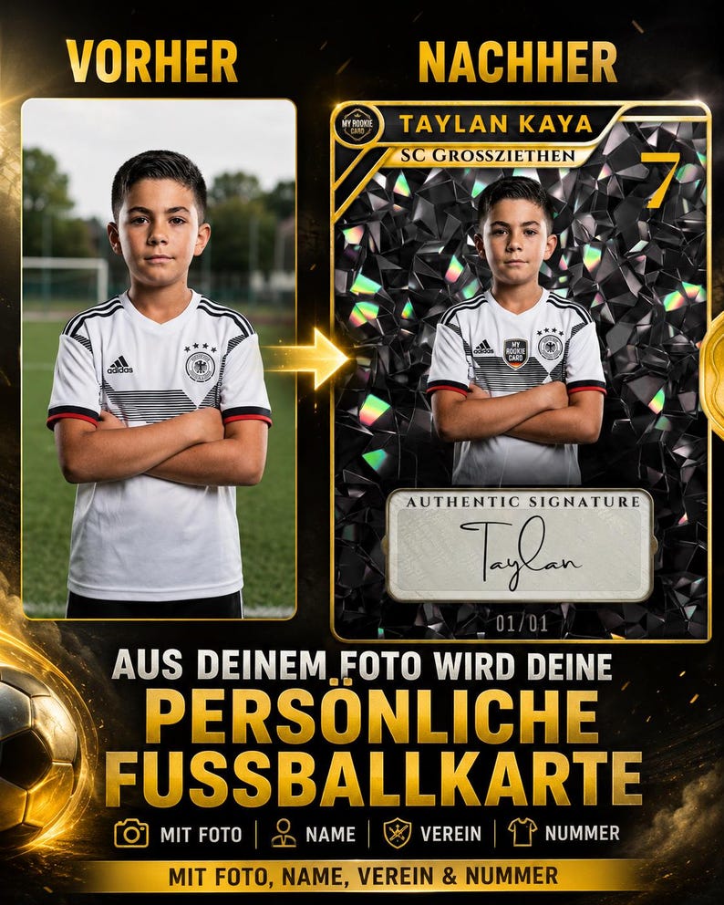 Personalized football card in a magnetic case – a unique gift for football-loving kids image 2