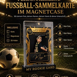 Personalized football card in a magnetic case – a unique gift for football-loving kids image 1