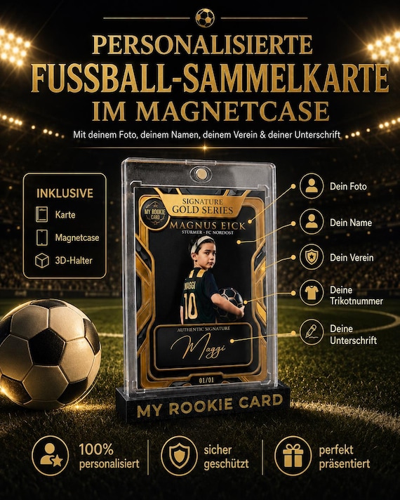 Eigene Fußballkarte im Magnetcase – personalisiertes Geschenk für Fußballkinder