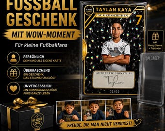 Personalisierte Fußballkarte | Eigene Rookie Card im Holo-Look | Geschenk für Fußballkind
